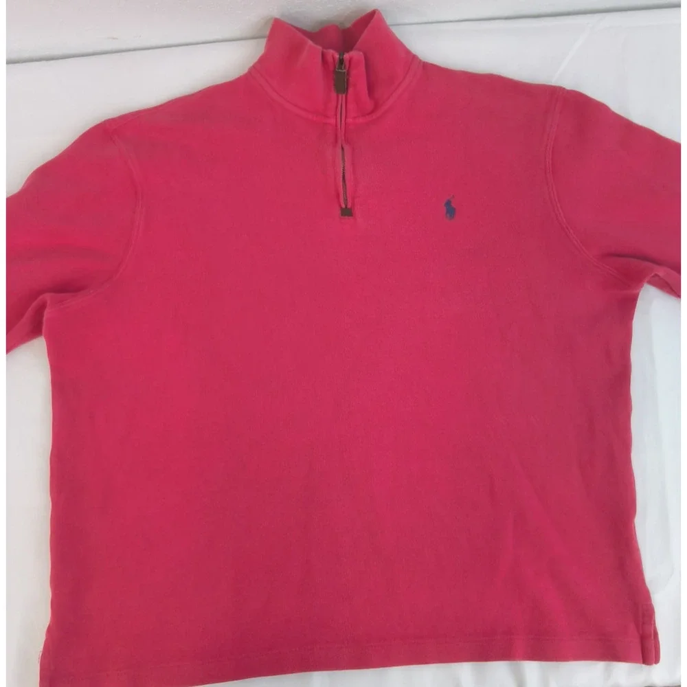 Polo Ralph Lauren 1/4 Zip Sweater Men's XL 100% Cotton Red Blue Pony #W5202